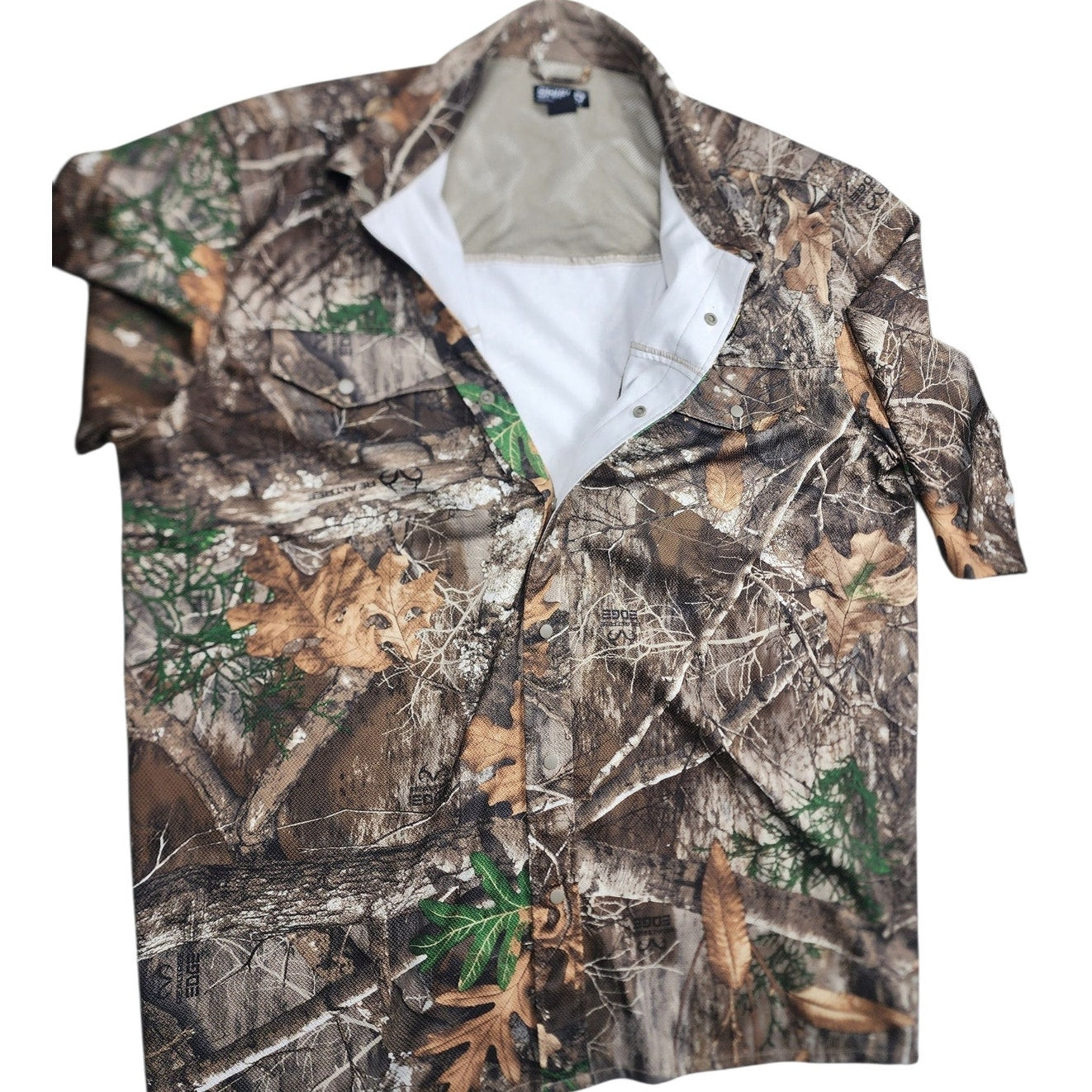 Shield Series Men 2XL Camo Hunting Shirt Long Sleeve Button Up Realtree Edge Top