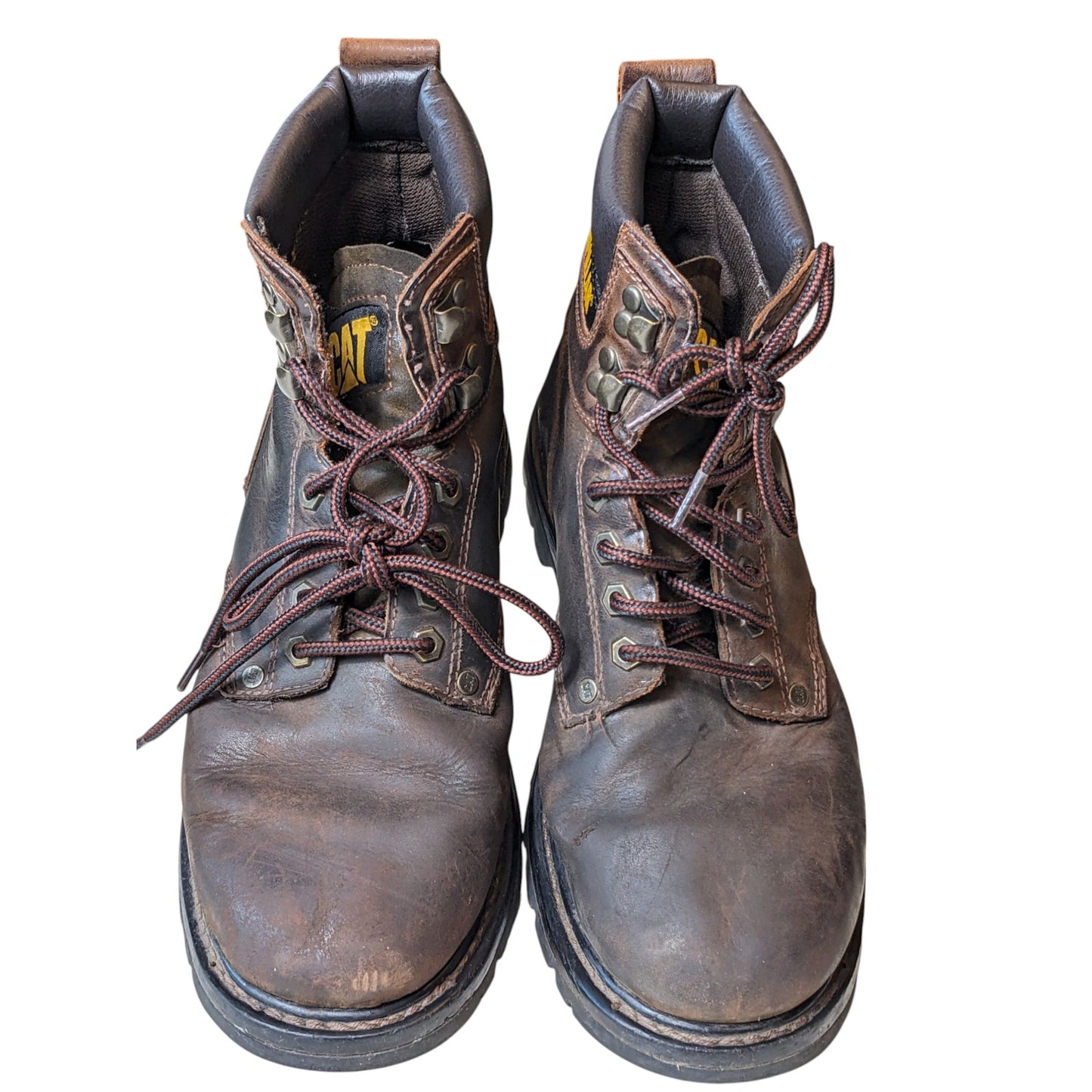 Caterpillar Work Boots Mens 10.5 Brown Leather Steel Toe Safety Oil Resistant