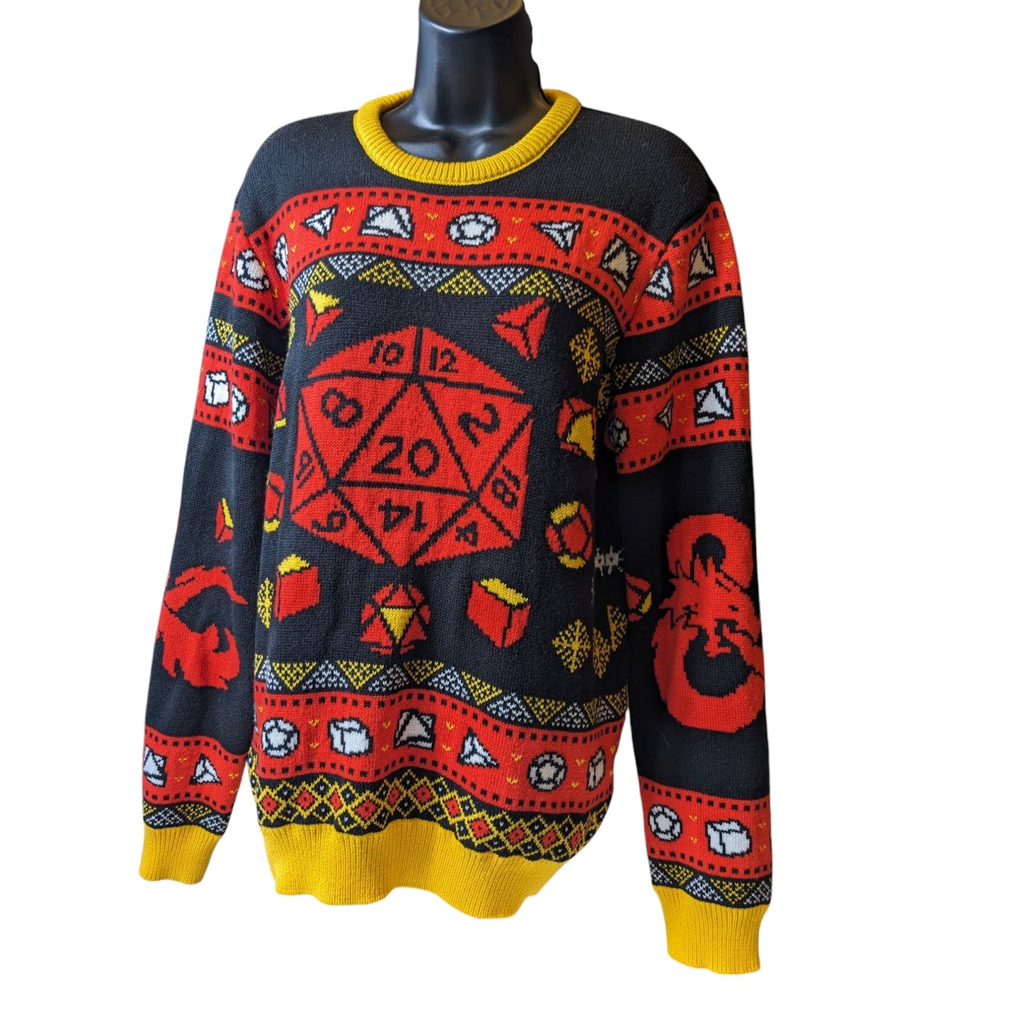 Dungeons and Dragons Ugly Christmas Sweater Womens Large Pullover Gamer Cosplay