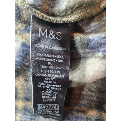 Marks Spencer M&S Fleece Jacquard Check Overshirt 3XL Flannel Shirt Jacket Snap