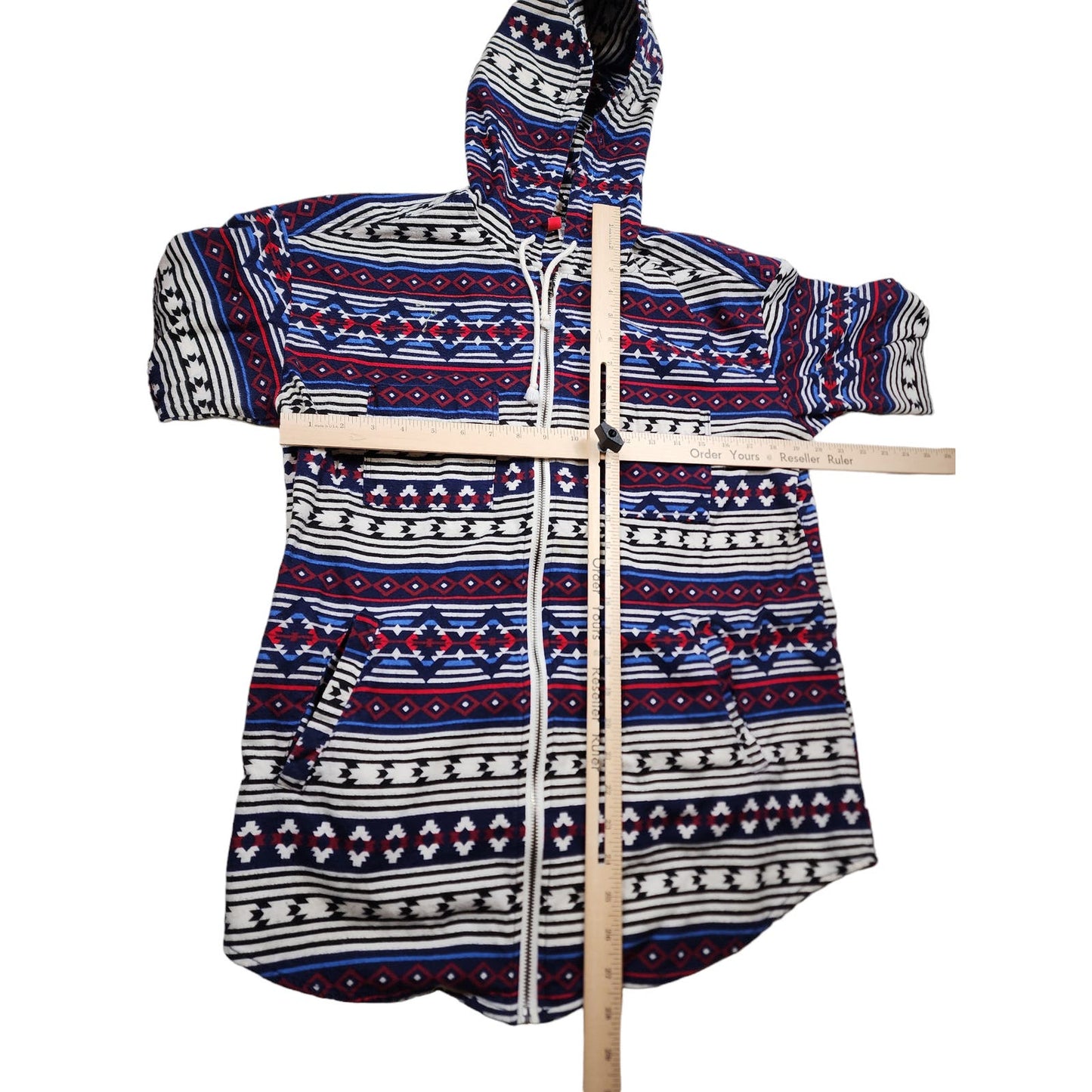 HM Divided Hoodie Womens 10 Shacket Boho Southwestern Style Full Zip Aztec