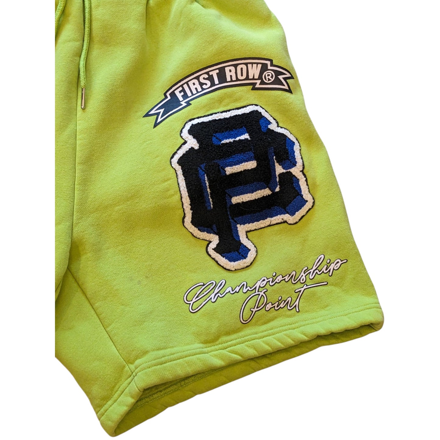 First Row Shorts Mens XL Neon Graphic Streetwear Hip Hop Style Drawstring Bold