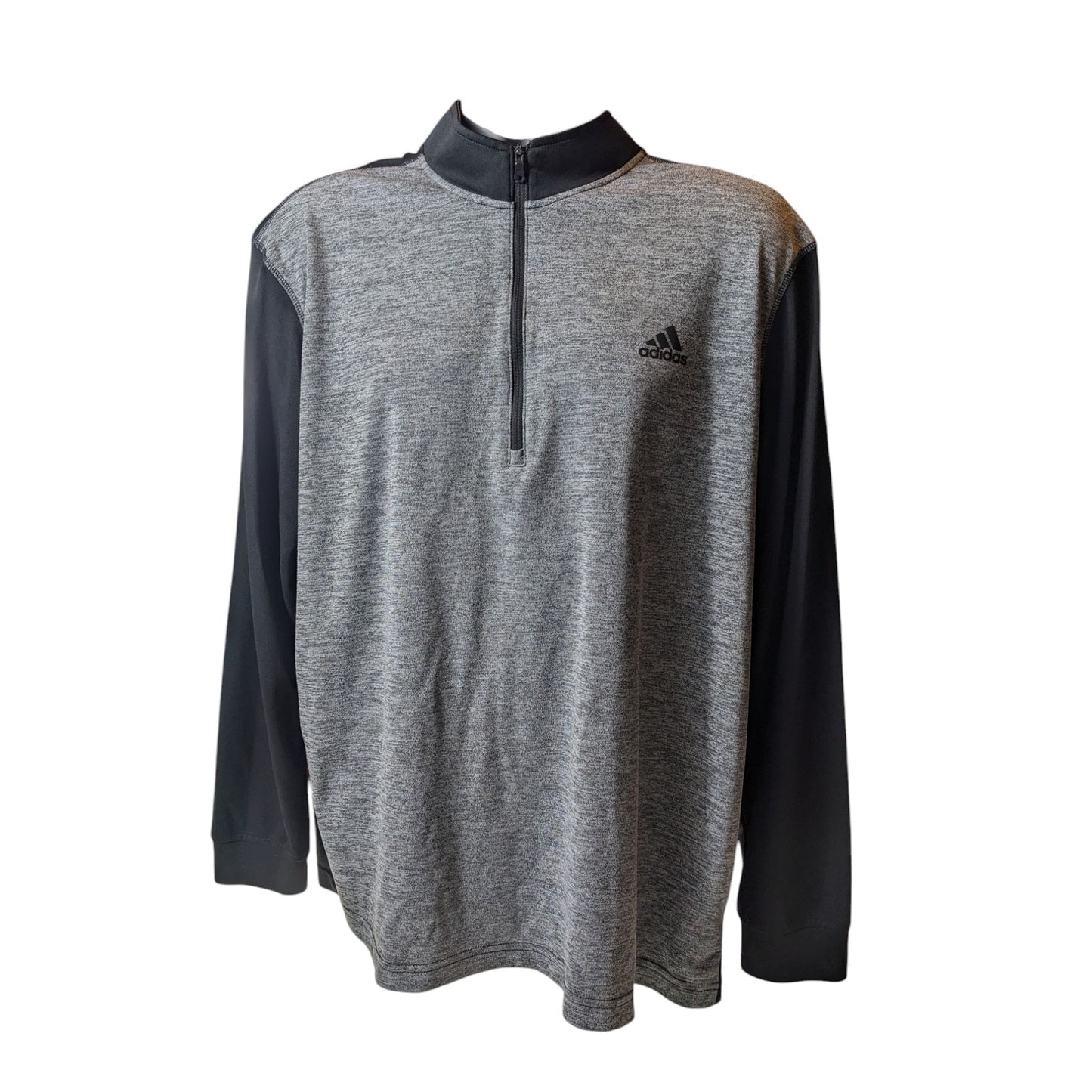 Adidas Golf Quarter Zip Pullover Men XL Black Gray Long Sleeve Stretch Light