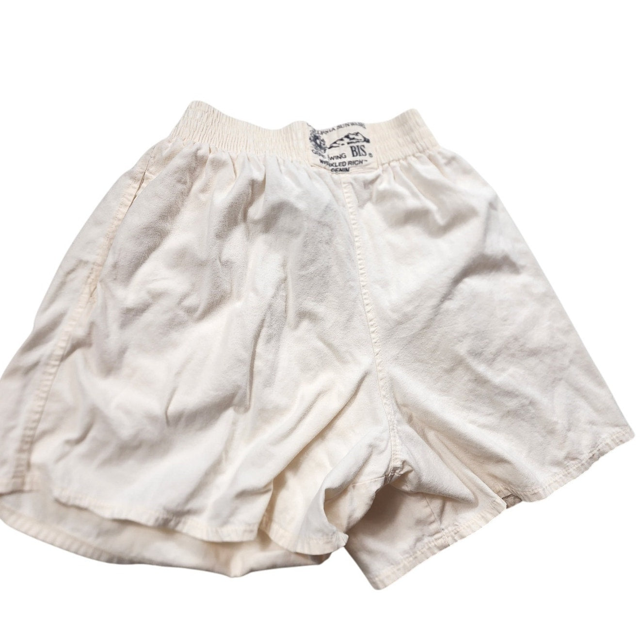 Gene Ewing BIS California Sunwash Wrinkled Rich Denim Shorts Small High Rise USA