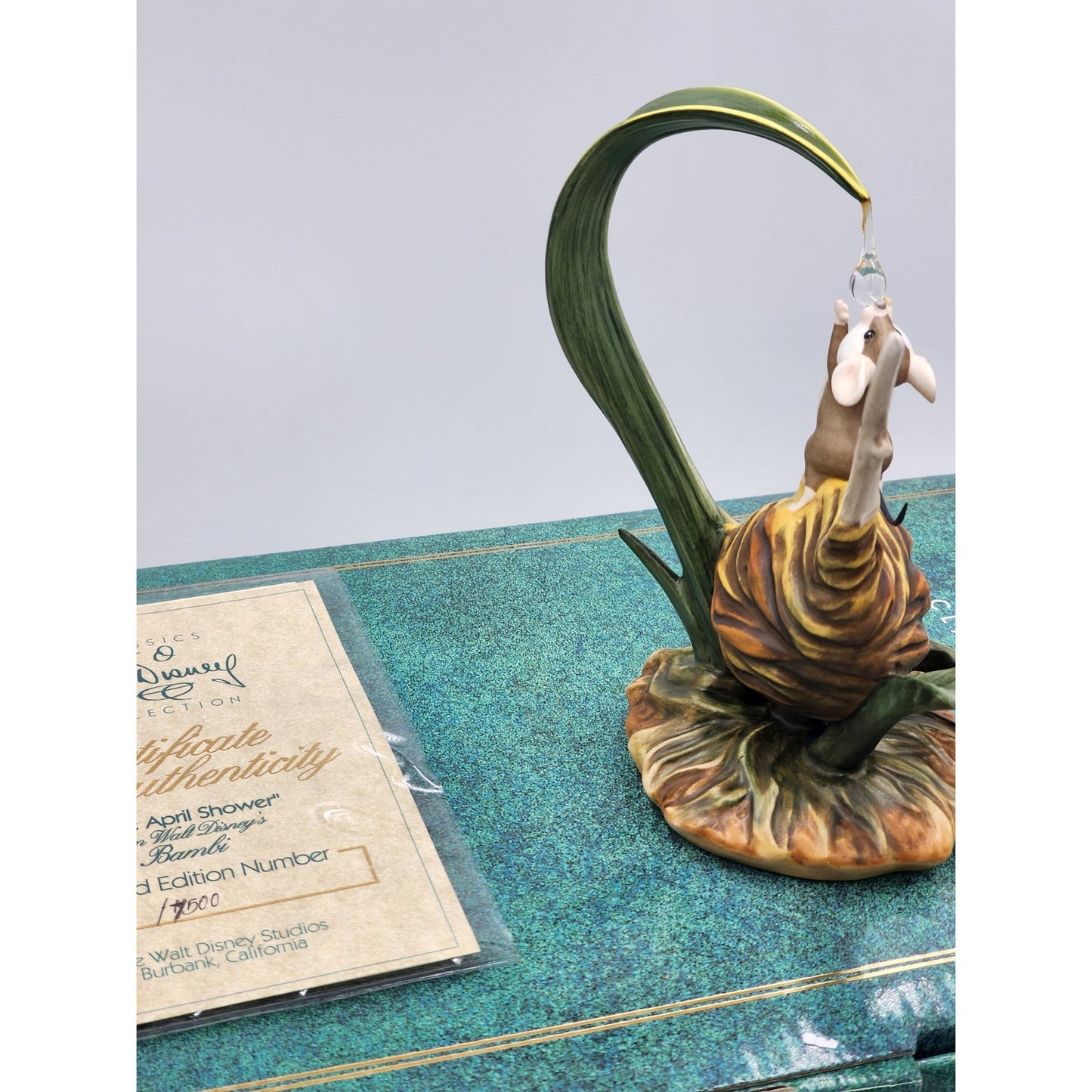 WDCC Bambi "Little April Shower" Field Mouse 50th Anniversary Raindrop Box COA