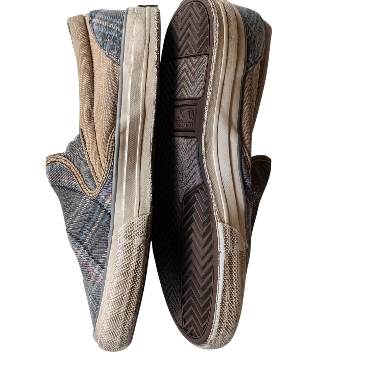 Converse All Star Plaid Slip On Shoes Mens 7 Womens 8.5 Canvas Sneakers Low Top