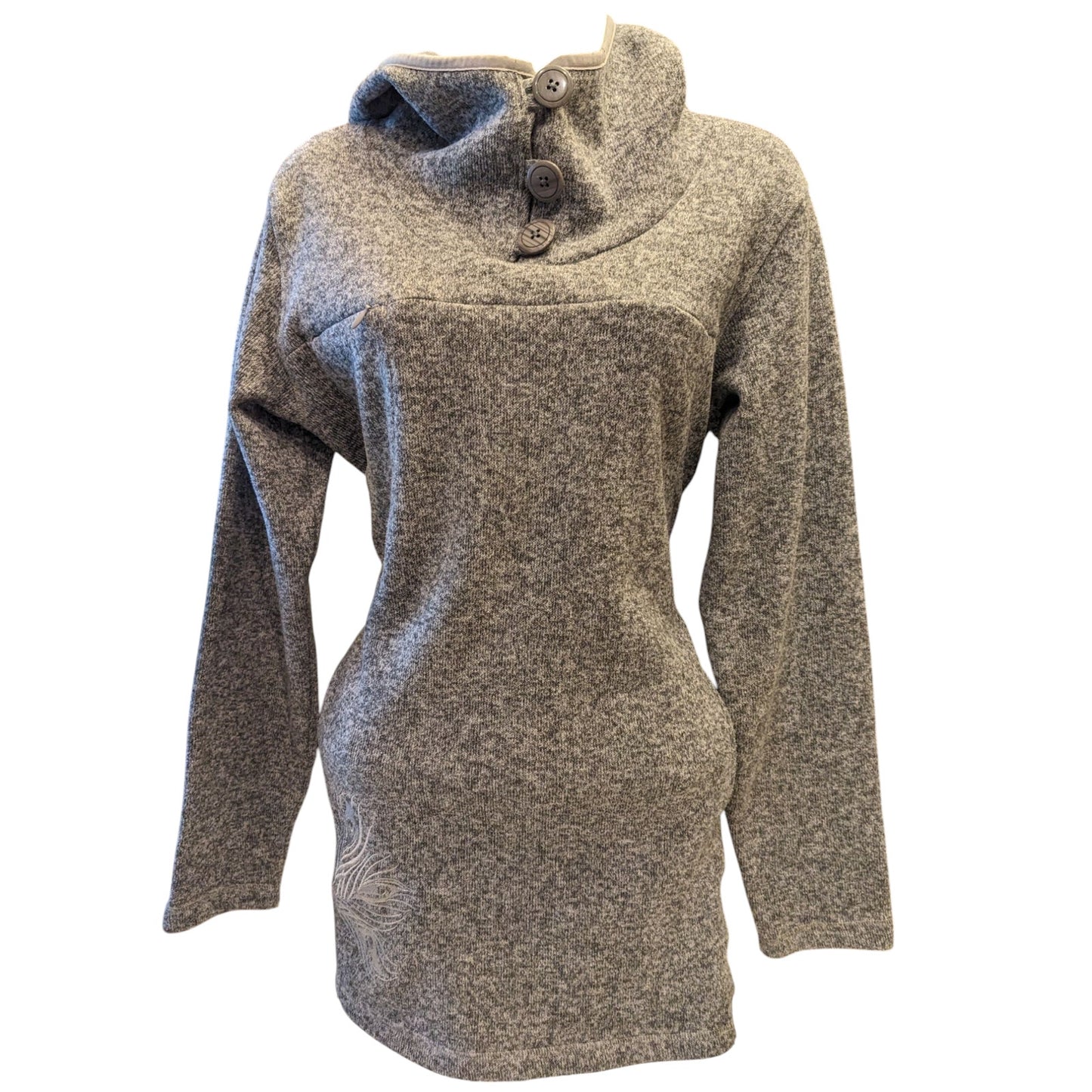 Cabelas Hoodie Tunic Sweater Womens Medium Funnel Neck Pullover Embroidered Cozy