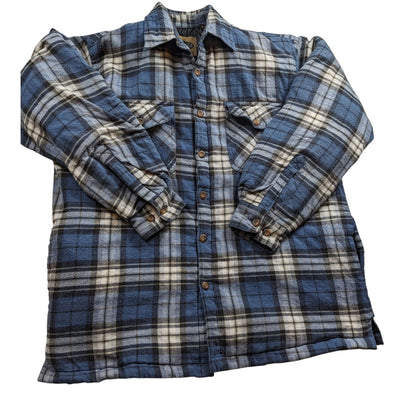 Canyon Guide Outfitters Quilted Flannel Jacket Mens Large Blue Plaid Shirt Coat