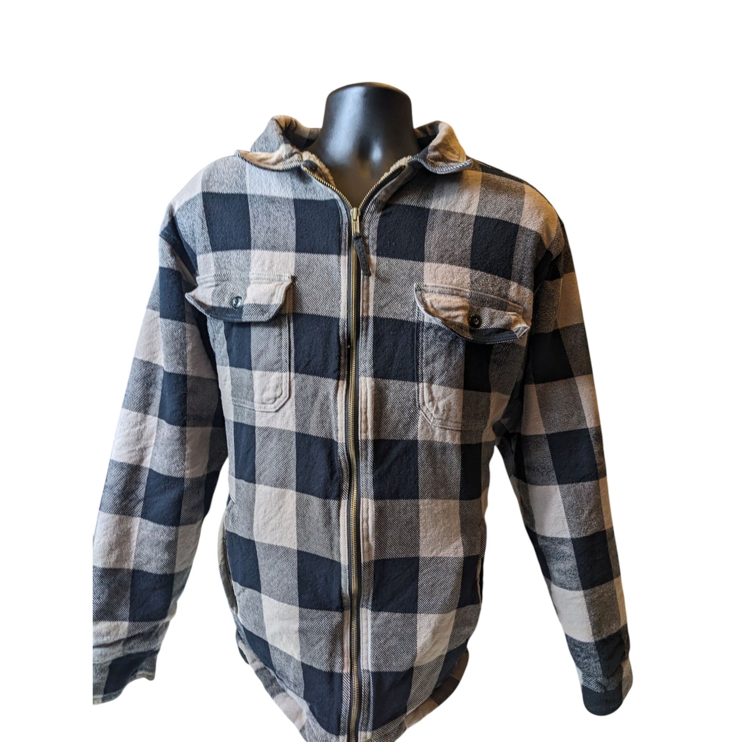 Field N Forest Sherpa Flannel Jacket Men XLT Zip BuffaloPlaid Lumberjack Shacket