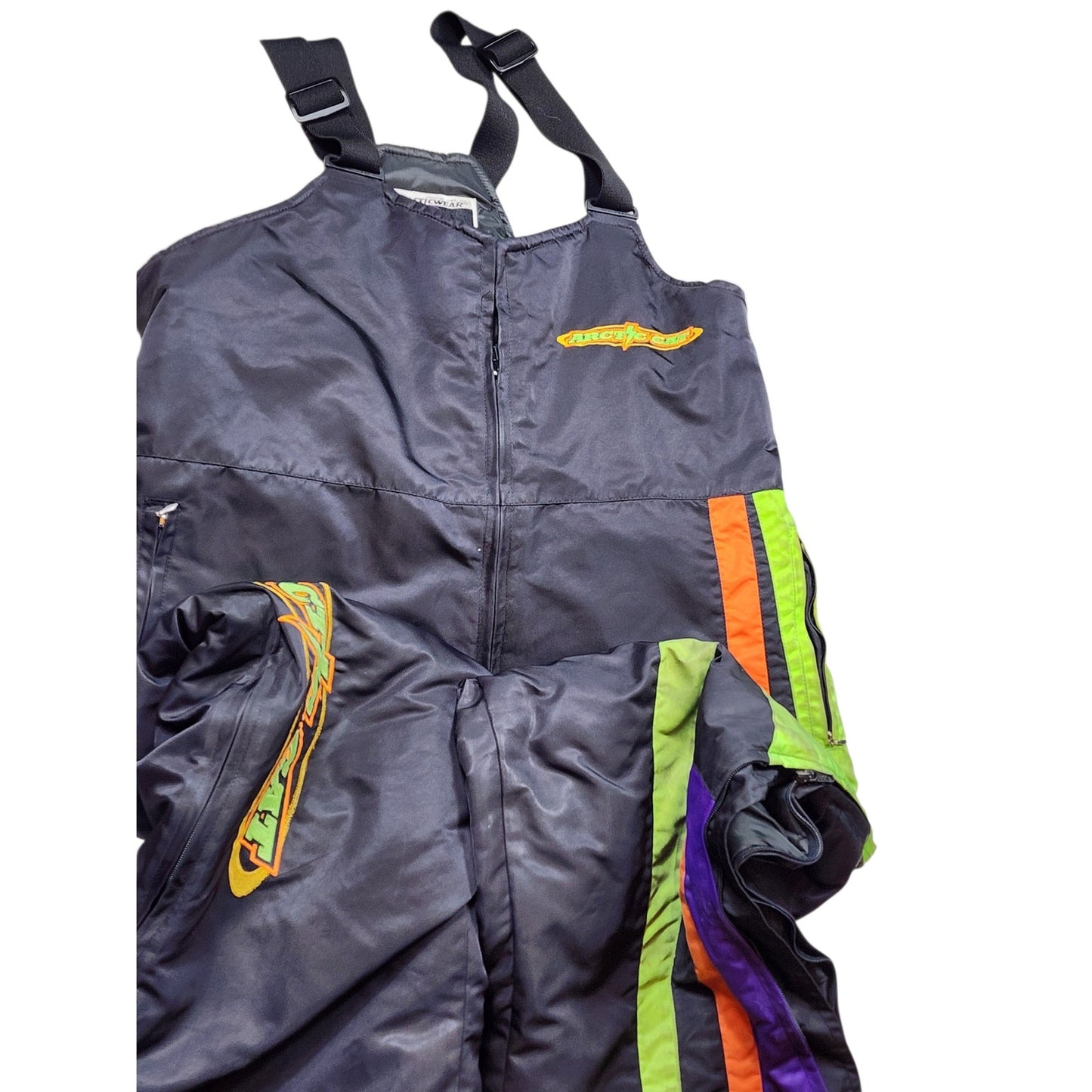 Arctic Cat Snow Bib Overalls Mens XL Arcticwear Lightning Pants Vintage 90s