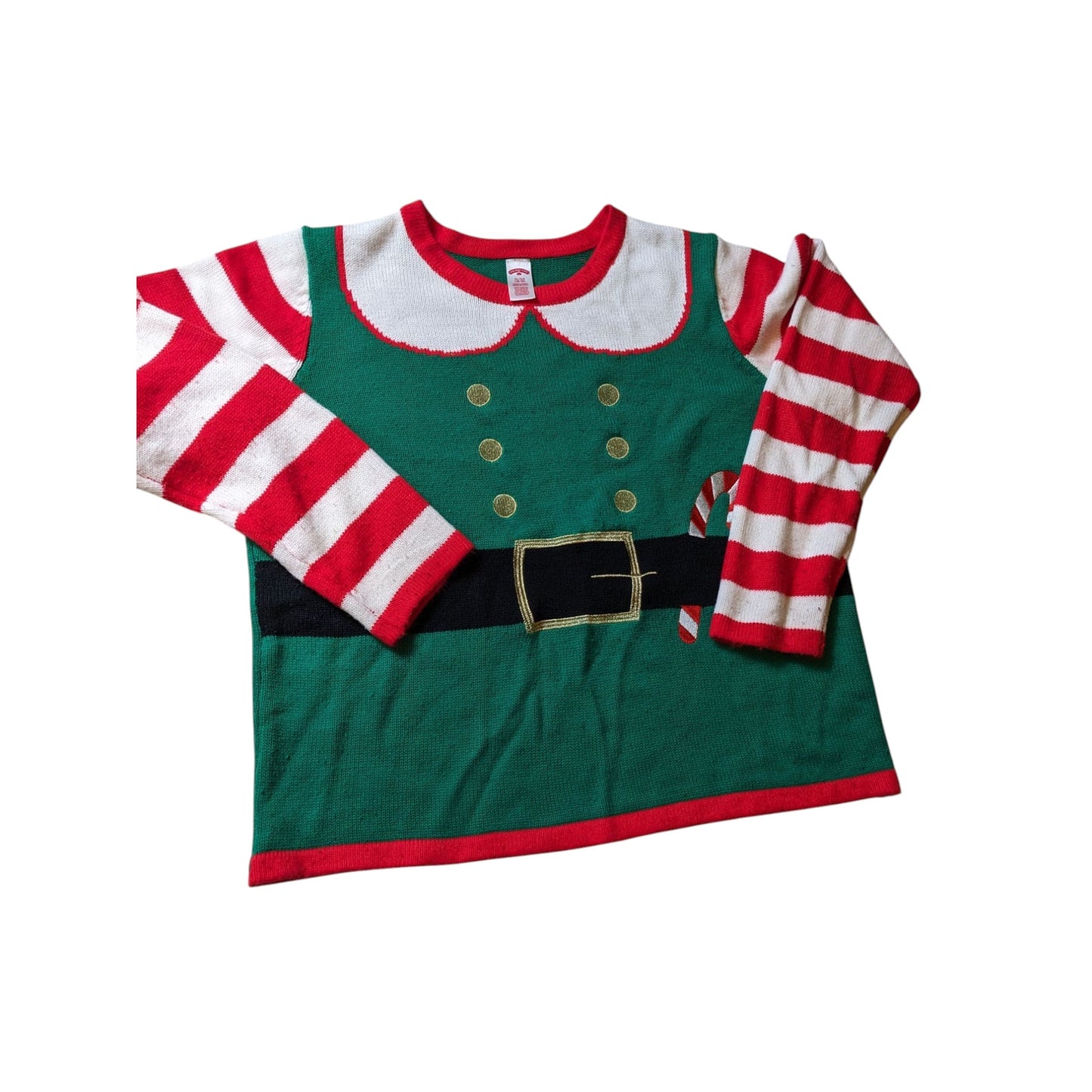 Holiday Time Elf Costume Sweater Womens XL Long Sleeve Xmas Party Ugly Christmas
