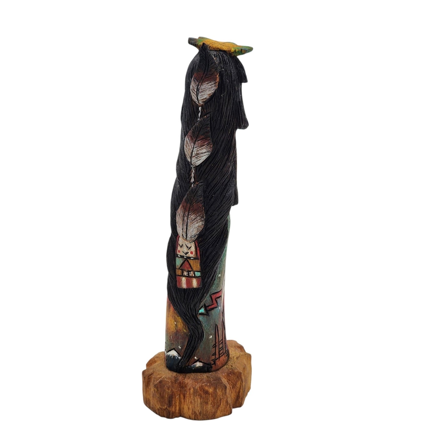 Kachina Long Hair Katsina Signed M. Huma Tewa Hopi First Mesa Native American 8"