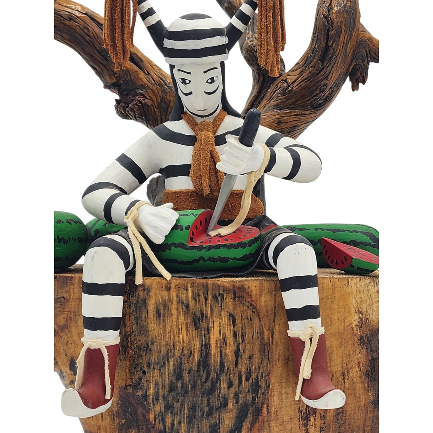 Kachina Southwestern Native American Style Koshare Clown Watermelon Wood Carving