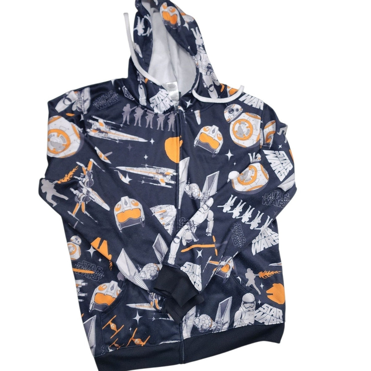 Star Wars Full Zip Hoodie Men Large Womens 2XL BB-8 Millennium Sweatshirt Lounge