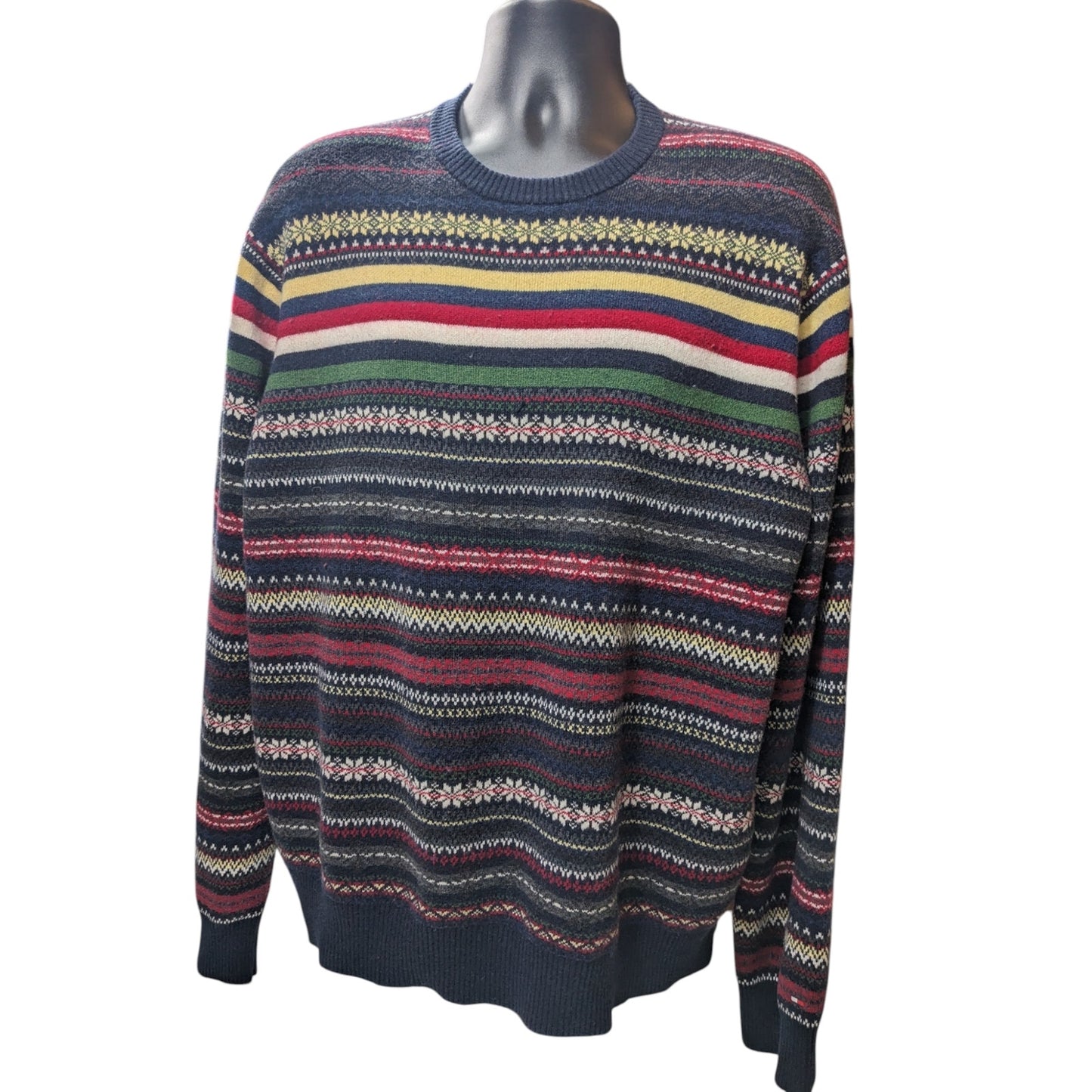 Tommy Hilfiger Sweater XL Fair Isle Nordic Style Crewneck Grandpa Knit Pullover
