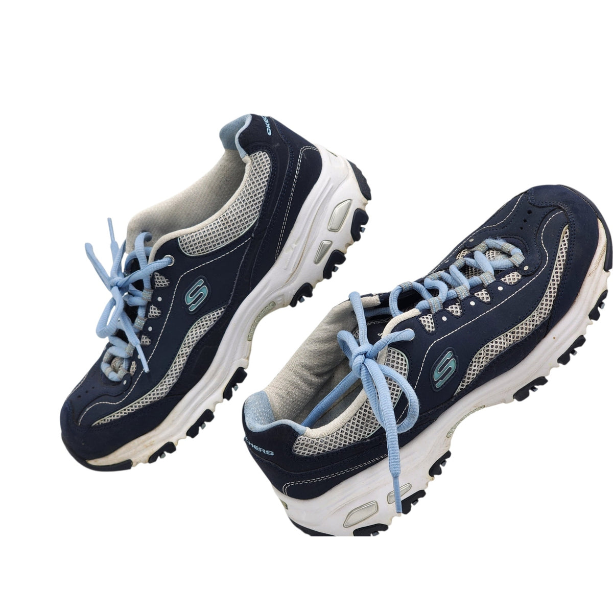 Skechers D'Lites Womens 9.5 Chunky Sneakers Lace Trail Walking Athletic Gorpcore
