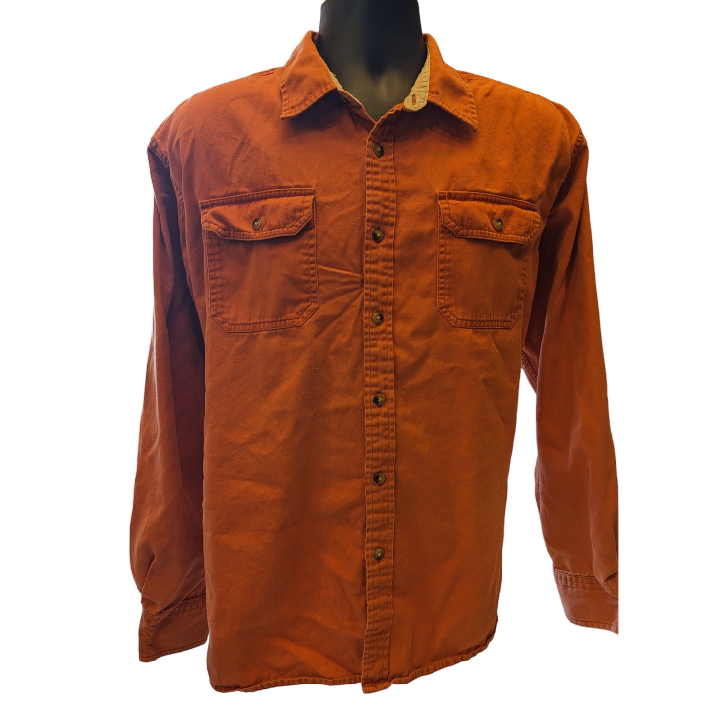 Wrangler Western Shirt Mens Size XL Orange Button Up Pocket Casual Classic Fit