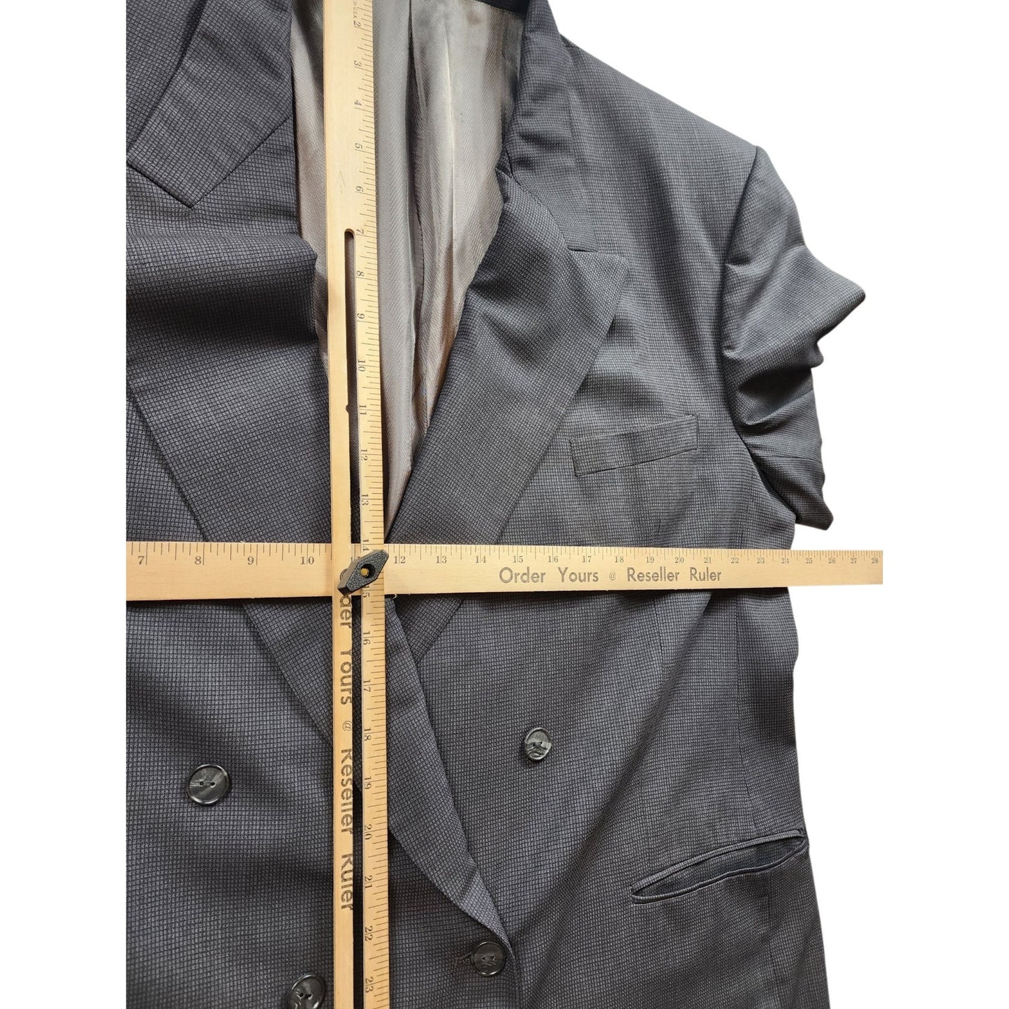 Cedrics Le Baron Blazer 48L Wool Double Breasted Gray Sport Coat Jacket Vintage