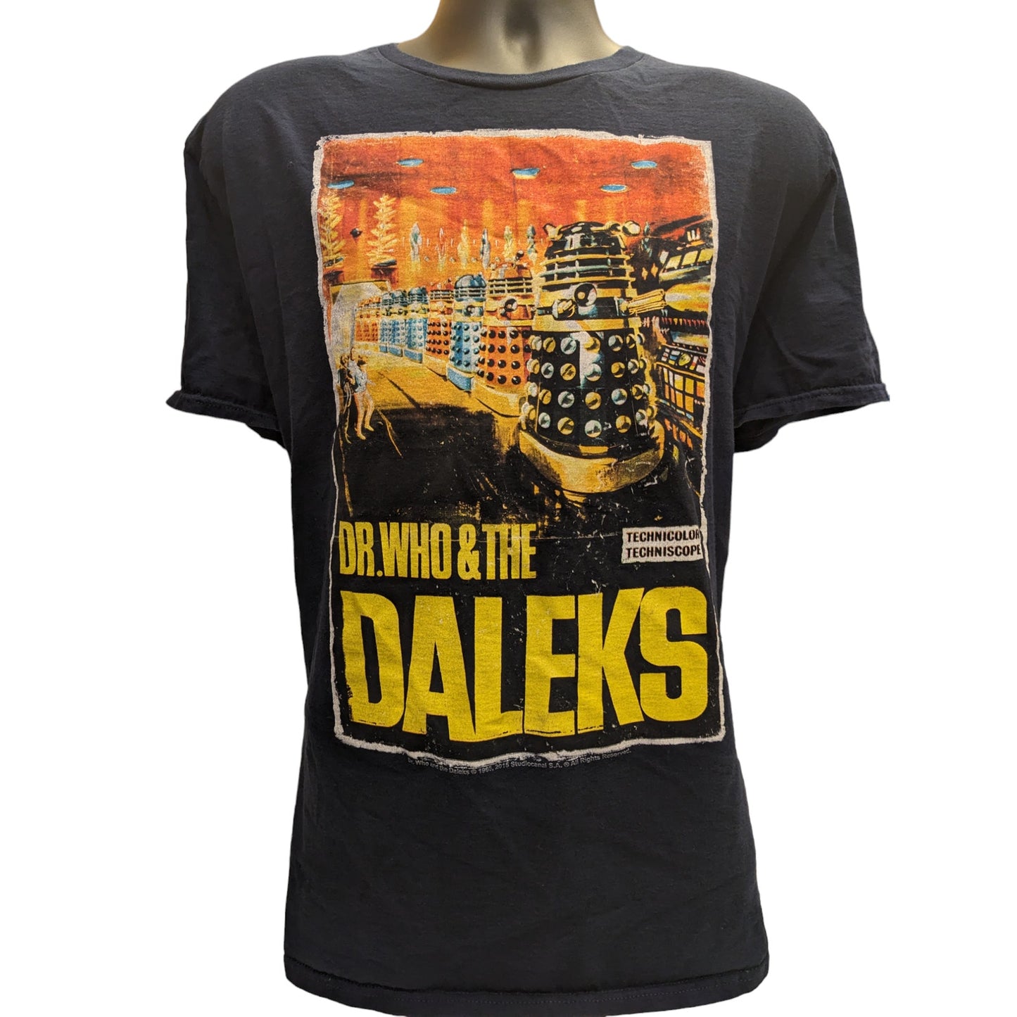 Dr Who Daleks T Shirt Mens XL Short Sleeve Black Graphic Print TV Show Sci Fi