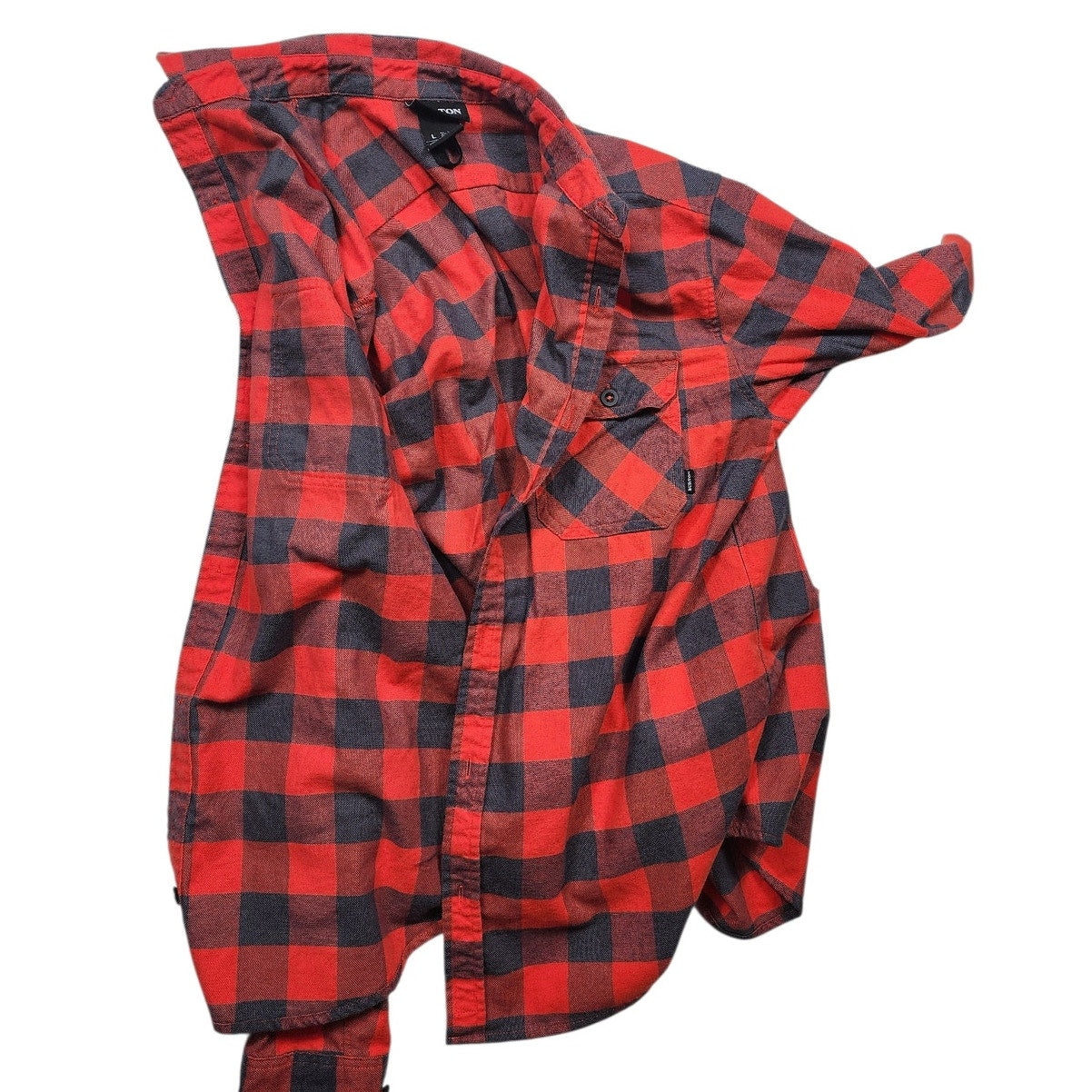 Burton Flannel Shirt Mens Large Red Black Buffalo Plaid Button Lumberjack Skate