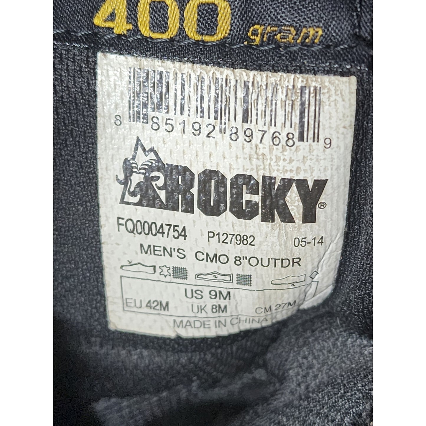 Rocky Boots Men 9 Waterproof Camo 400g Thinsulate Hunting Hiking FQ0004754