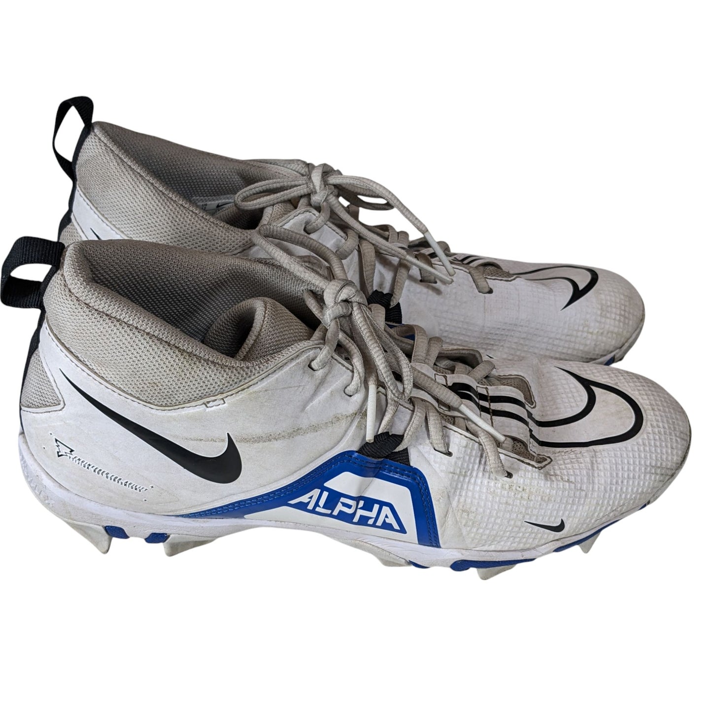 Nike Alpha Shoes Fastflex Cleats Mens 12 White Blue CV0582-101 Turf Football