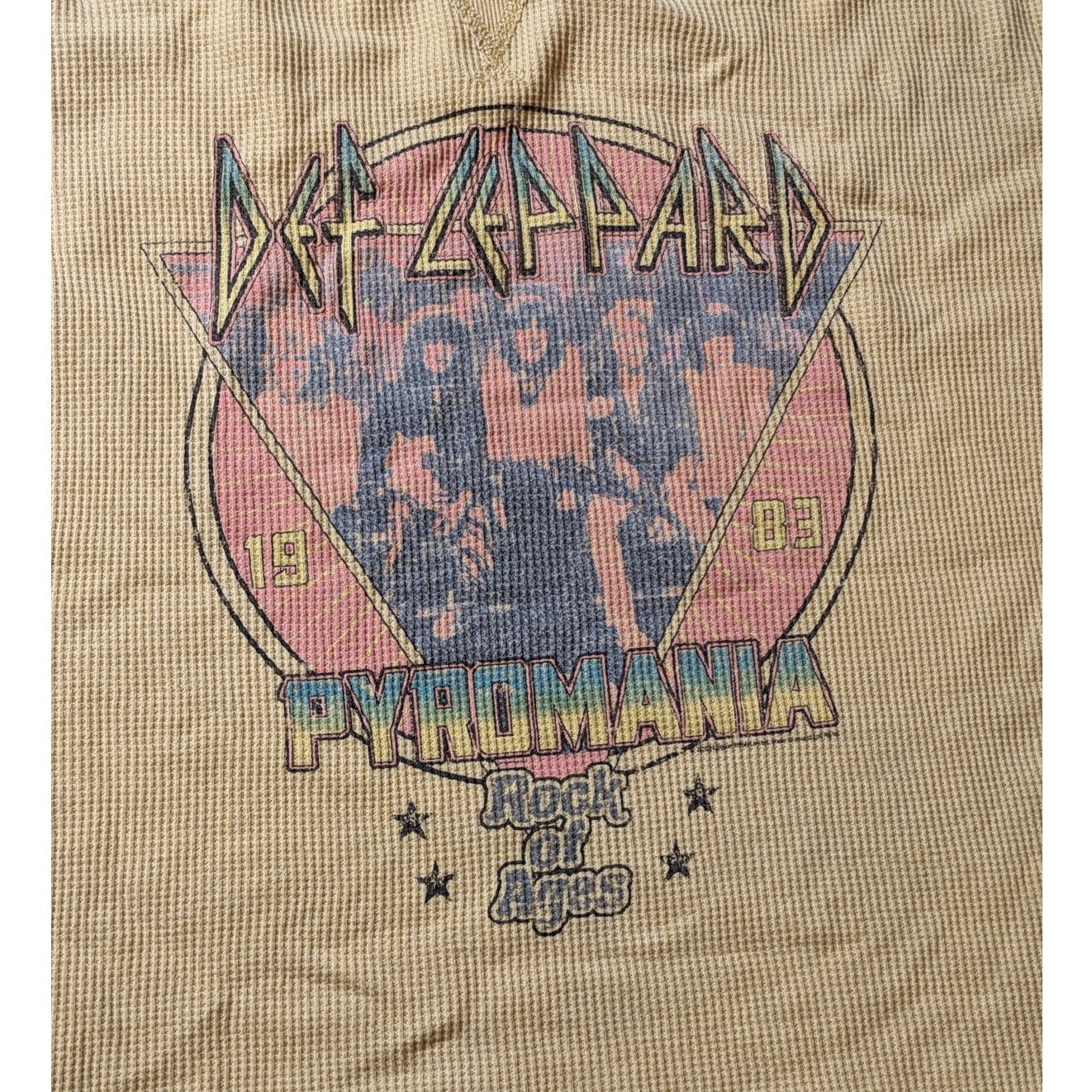 Def Leppard Pyromania Long Sleeve Thermal Top Womens Medium Band Graphic Shirt