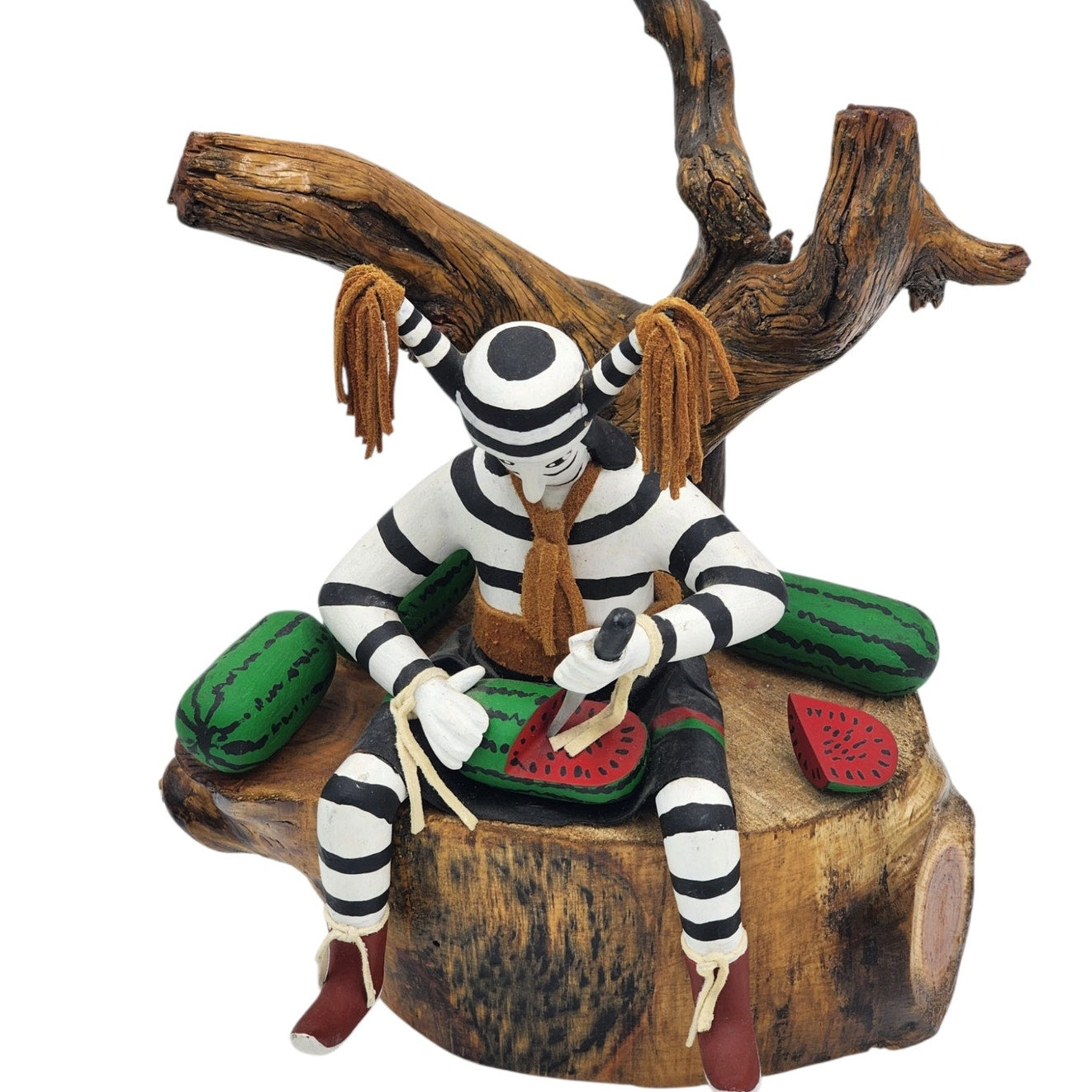 Kachina Southwestern Native American Style Koshare Clown Watermelon Wood Carving