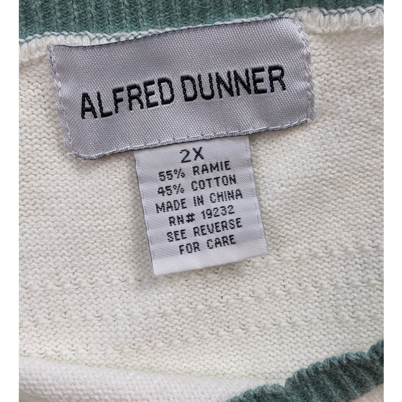 Alfred Dunner Cardigan Women 2X Knit Sweater Striped Ramie Button Front Layering
