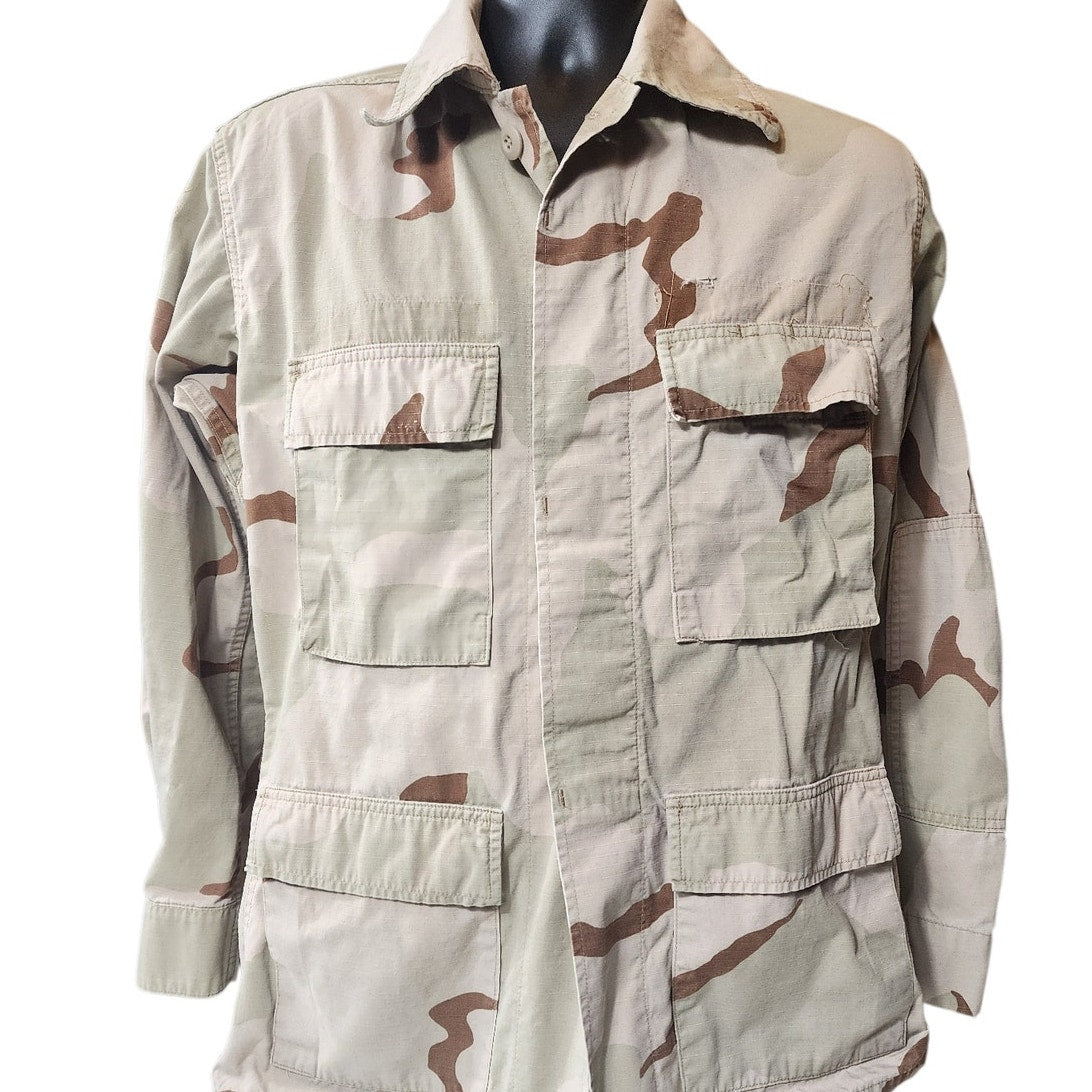 USGI Desert Combat Jacket Small Regular Military Ripstop BDU Camo Shirt