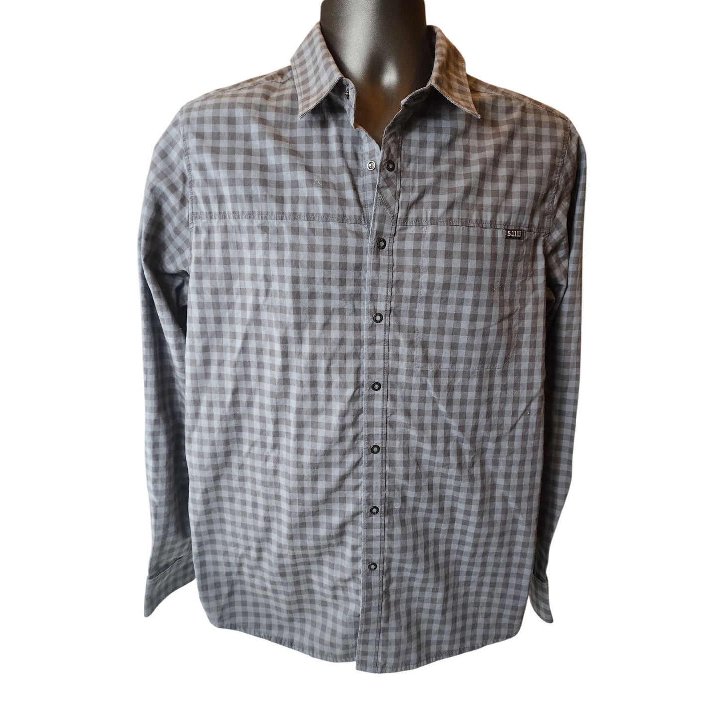 5.11 Tactical Mens Small Gray Plaid Long Sleeve Shirt Outdoor Hiking Casual
