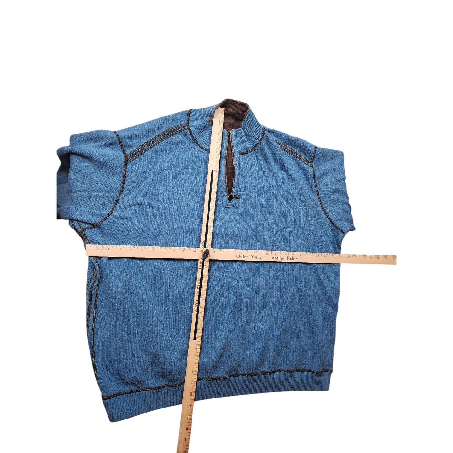 Tommy Bahama Reversible 1/4 Zip Pullover Mens 2XL Brown Blue Sweater Casual Knit