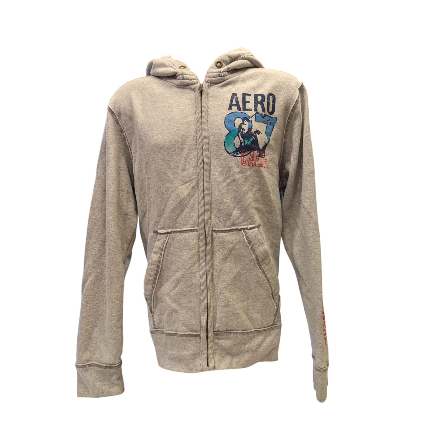 Aeropostale Hoodie Mens Large Zip Up Sweatshirt AERO Surf Graphic California