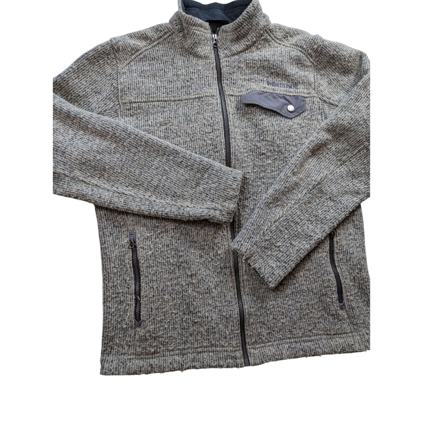 Marmot Full Zip Wool Blend Fleece Jacket Mens Large Gray Outdoor Hiking
