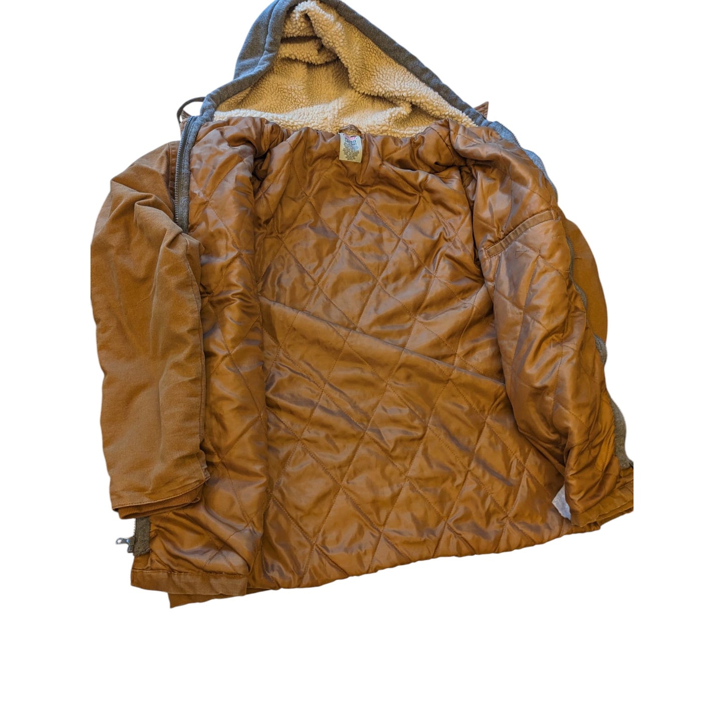 Dickies Jacket Mens XL Sherpa Lined Canvas Hooded Workwear Coat Utility Zip Snap