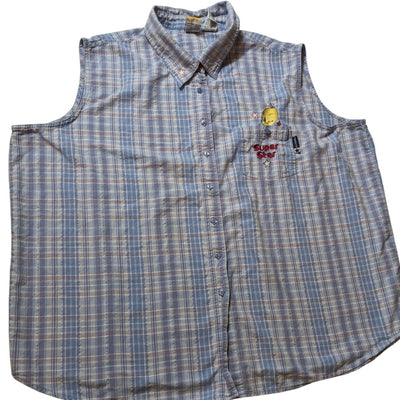 Looney Tunes Tweety Bird Women 26W 28W Sleeveless Button Up Shirt Embroidered