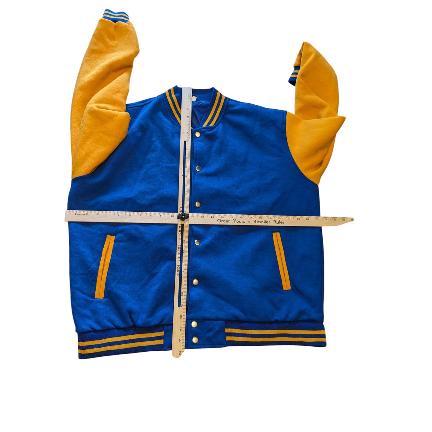 Varsity Jacket Mens XXL Letterman Style Bomber Blue Gold Snap Button Retro Style
