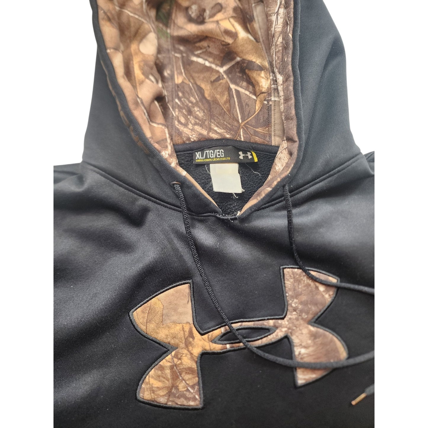 Under Armour Hoodie XL Camo Logo Loose Fit Storm Pullover Sweatshirt Gorpcore