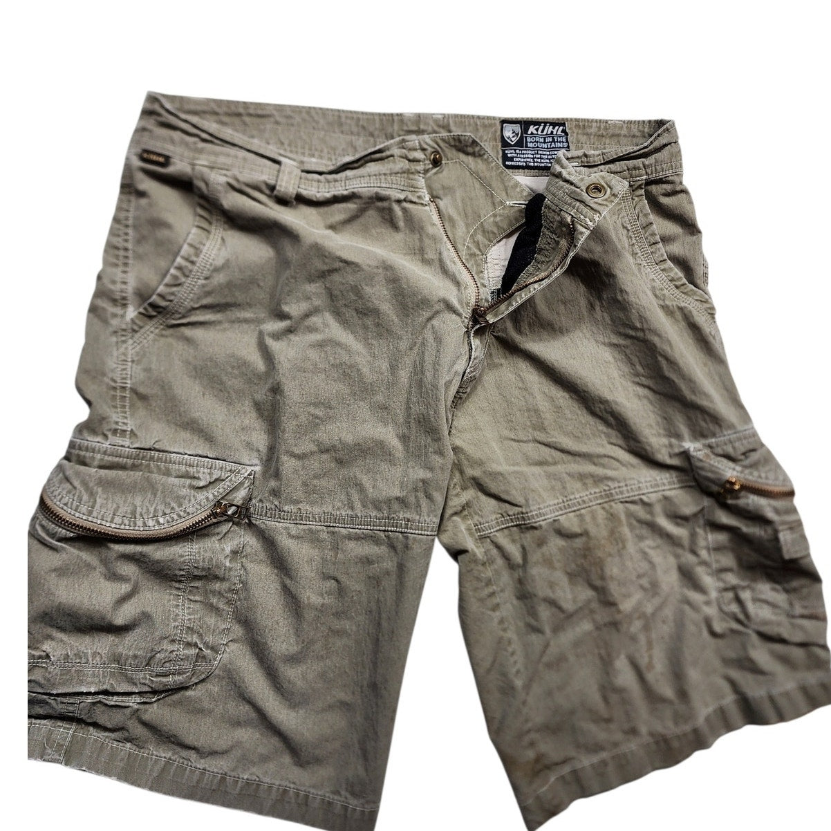 KUHL Shorts Mens 36 Mountain Cargo Rugged Hiking Tactical Utility Vintage Patina