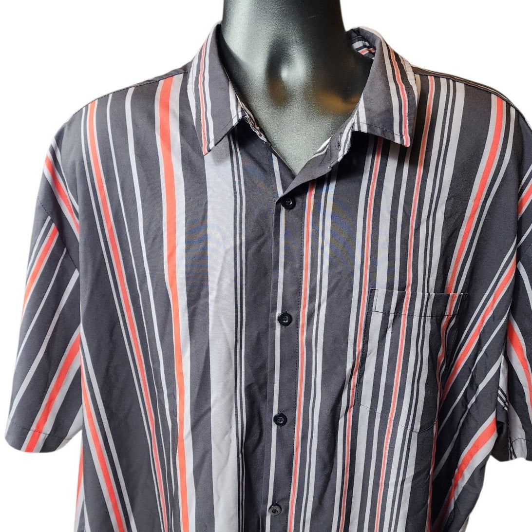 Hardaddy Shirt Mens 3XL Button Short Sleeve Oversized Casual Stripes Lightweight