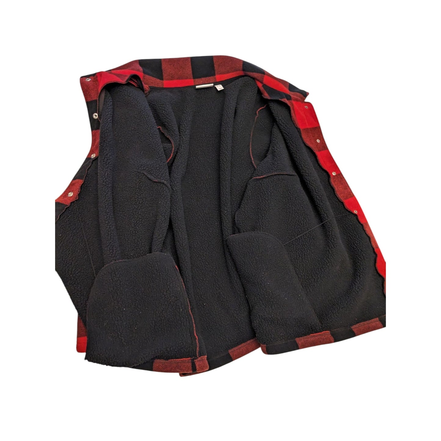 Denim & Co Sherpa Lined Buffalo Plaid Fleece Jacket Women 4X Red Black Button Up