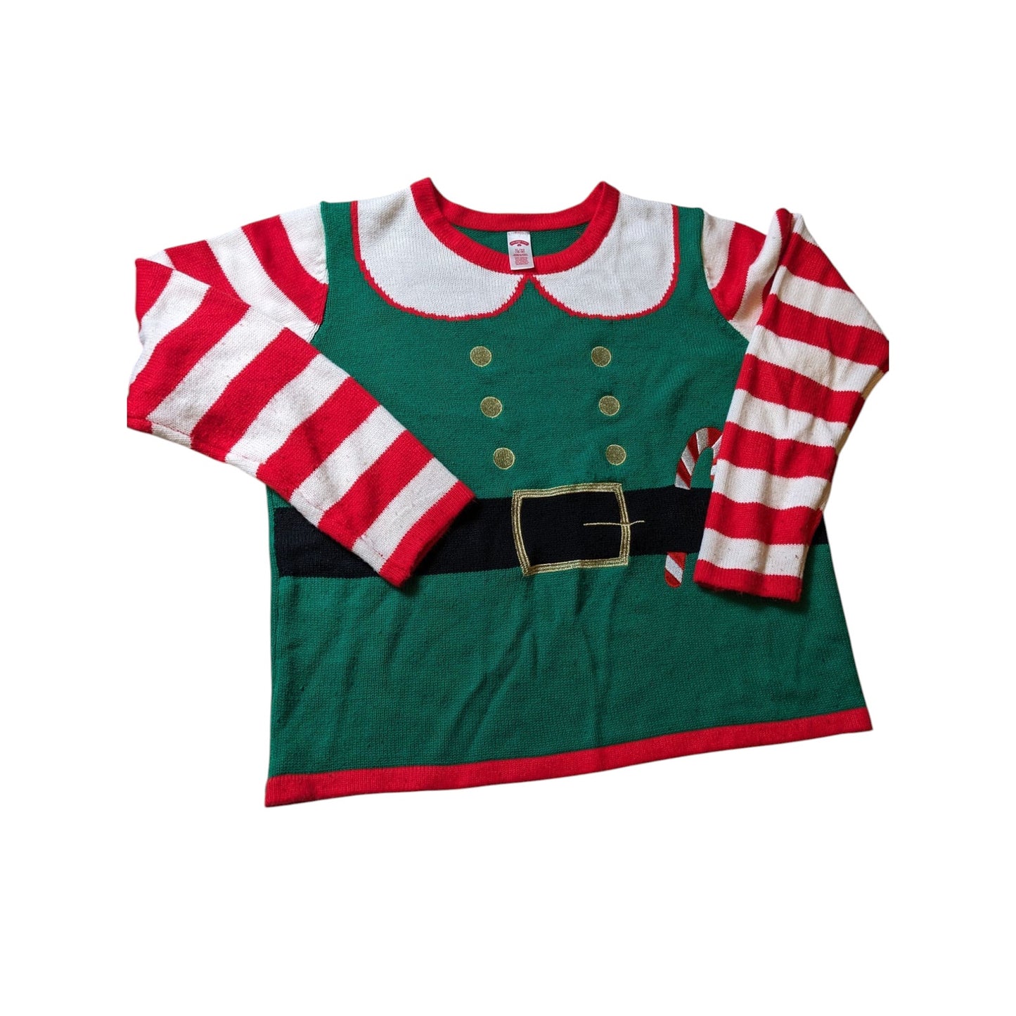 Holiday Time Elf Costume Sweater Womens XL Long Sleeve Xmas Party Ugly Christmas