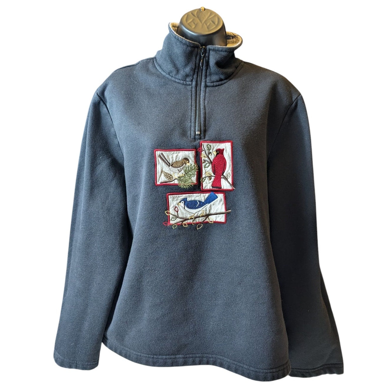 Breckenridge Sweater Womens XL Sweatshirt Birds Cardinal Embroidered Songbirds