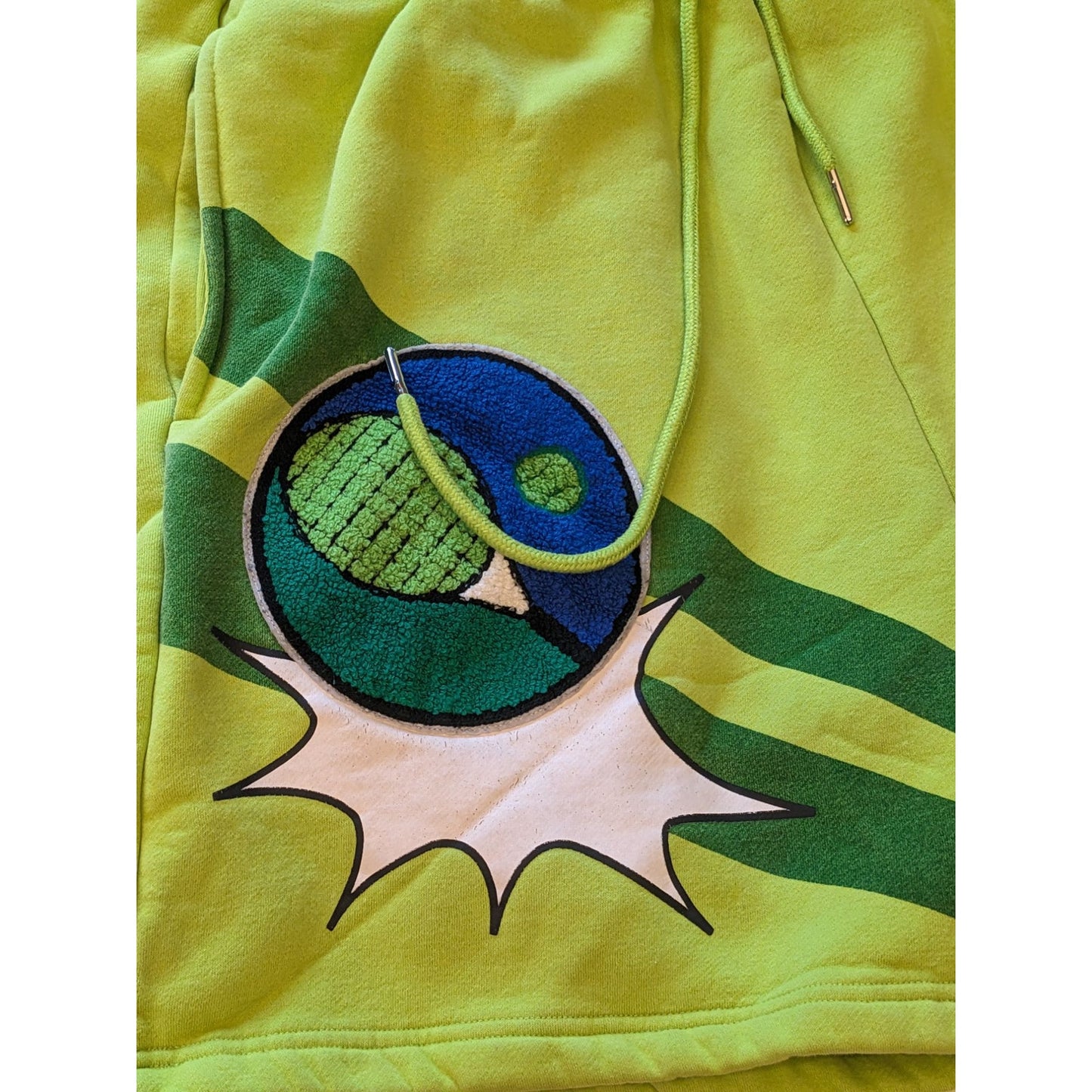 First Row Shorts Mens XL Neon Graphic Streetwear Hip Hop Style Drawstring Bold
