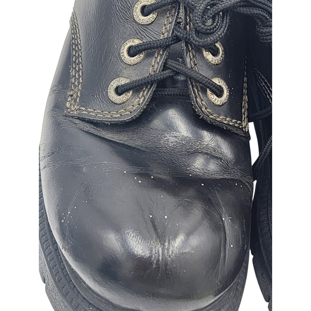 Skechers Leather Shoes Lace Up Mens 8 Rugged Lug Sole Work Casual SN6790 Oxford