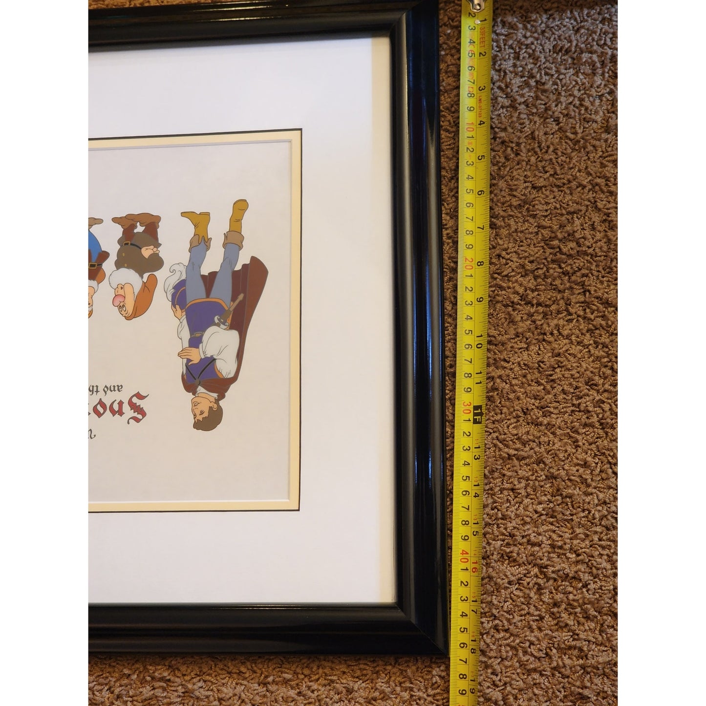 Disney Sericel Snow White Seven Dwarf Cast of Characters COA Tag LE Framed 35x18