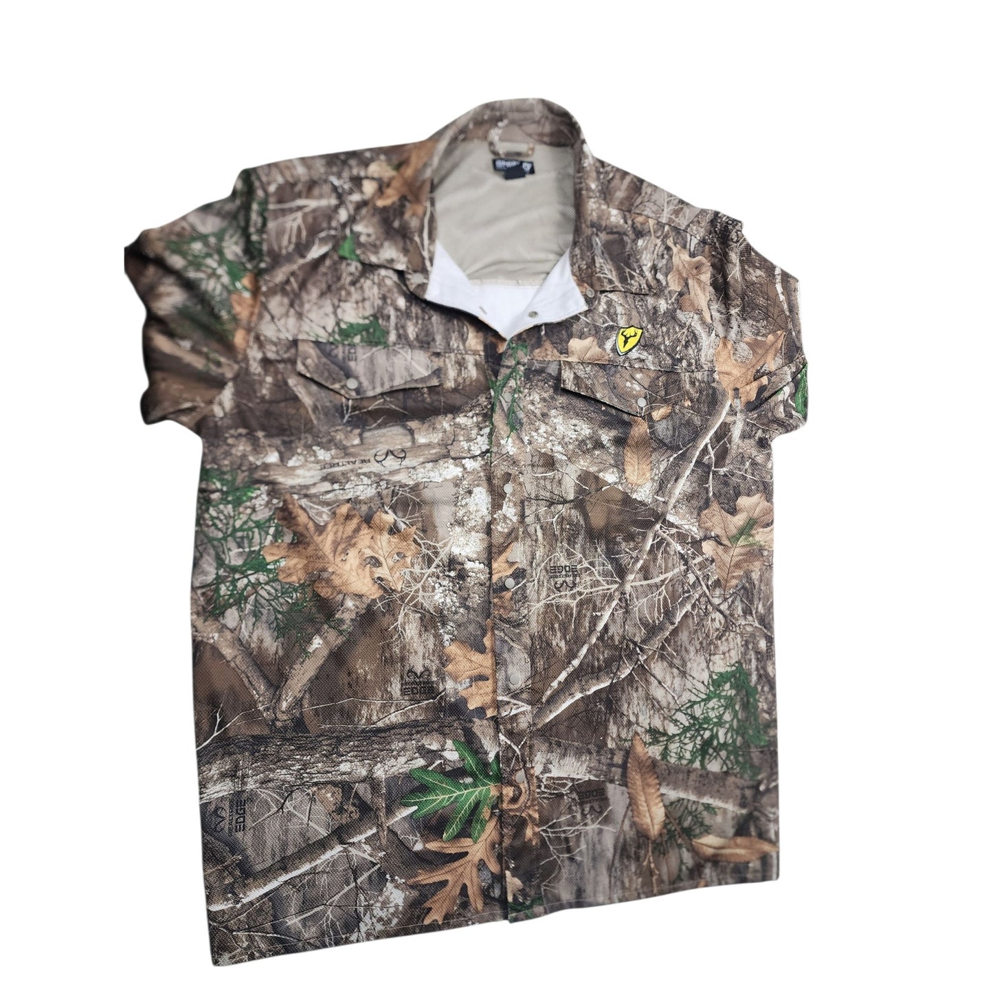 Shield Series Men 2XL Camo Hunting Shirt Long Sleeve Button Up Realtree Edge Top