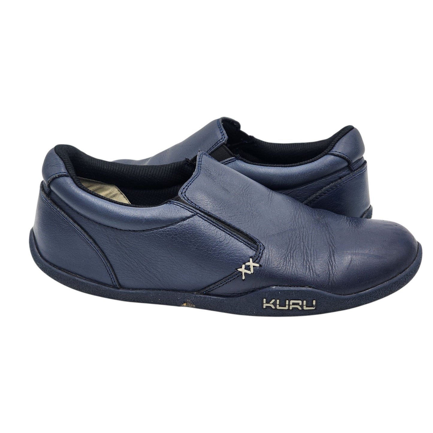 KURU Shoes Womens 11.5 Blue Leather Slip On Comfort Casual Walking Kivi Plantar
