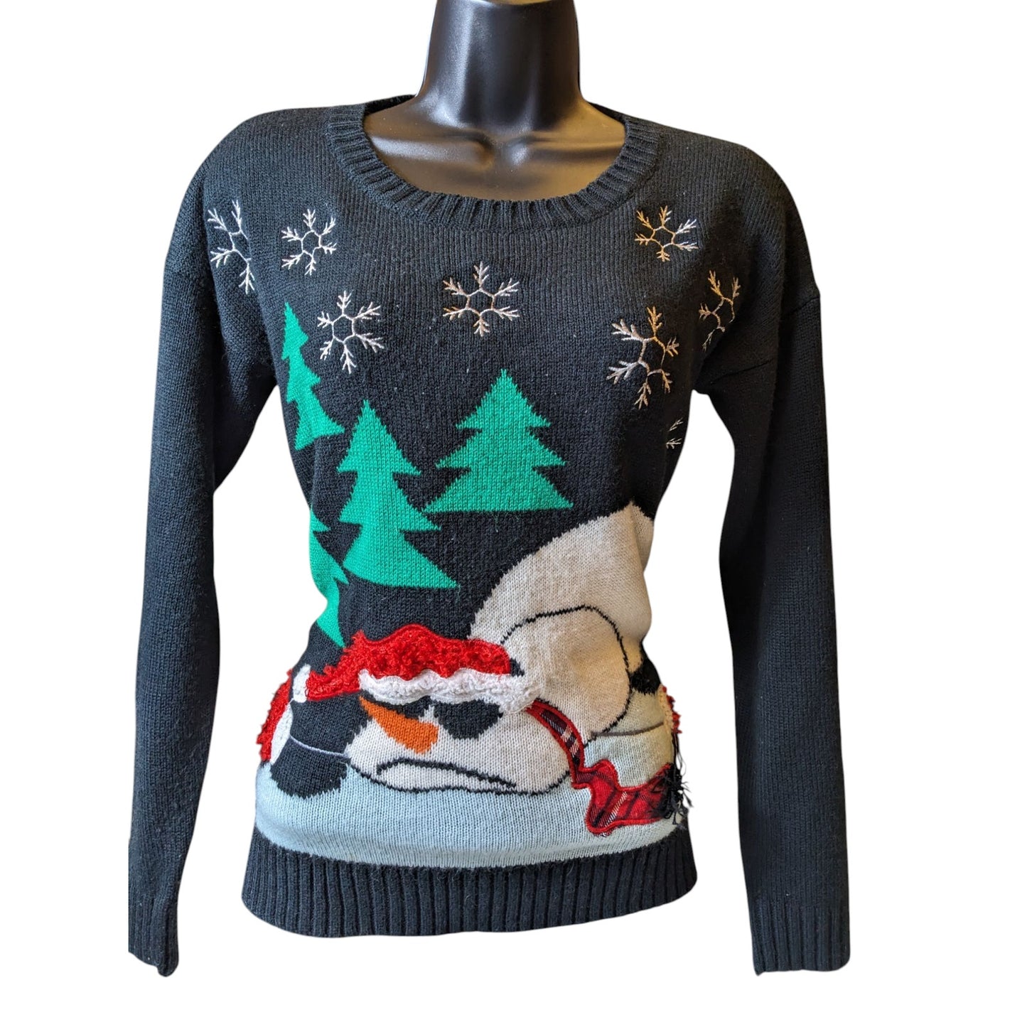 United States Sweaters Ugly Christmas Women Small Funny Snowman Holiday Pullover