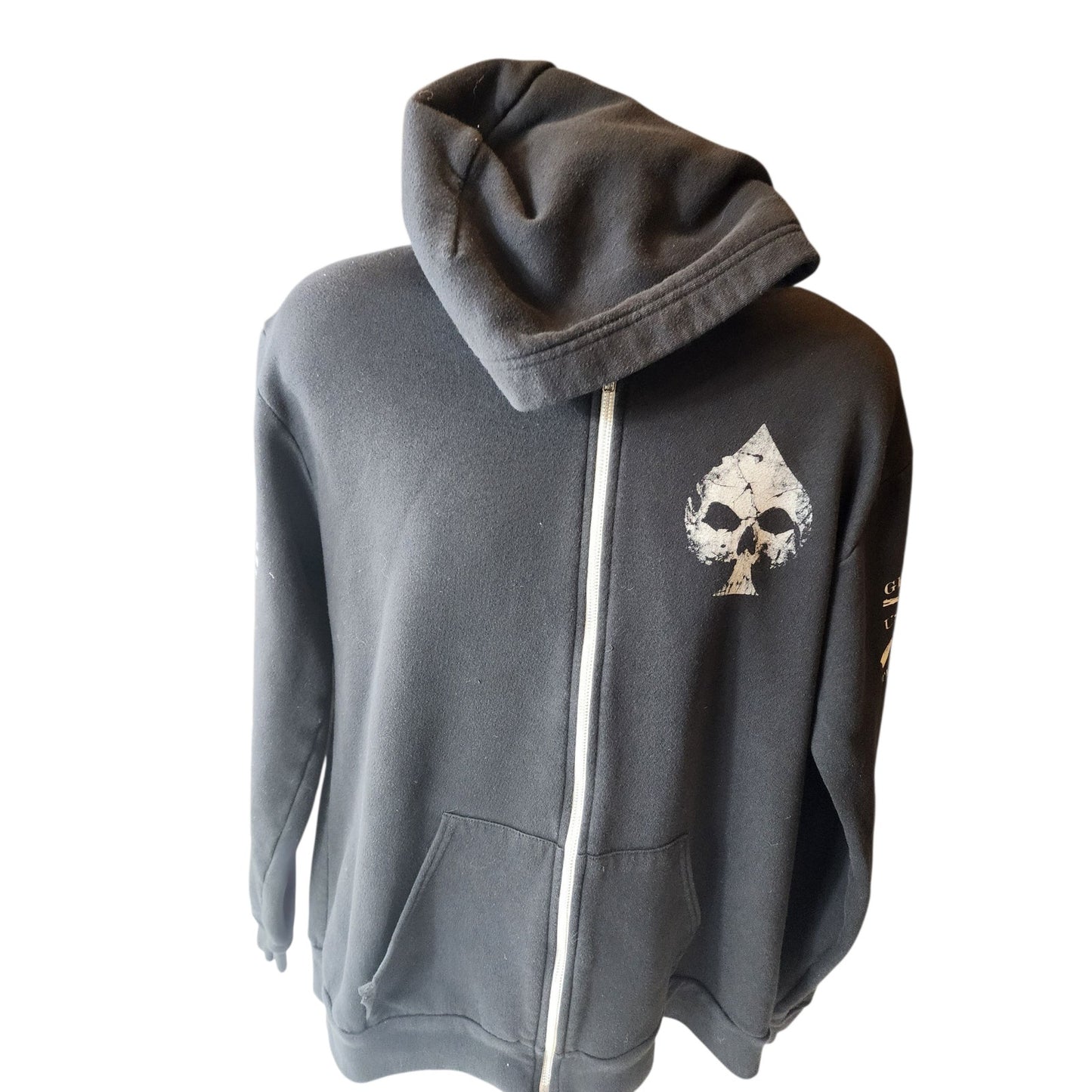 Grunt Style Hoodie Mens XXL Zip Skull Ace Patriotic USA Military Veteran Flag